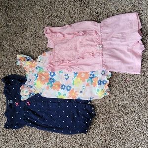 Carters. Three one piece suits. Size 18m
